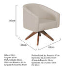 Poltrona Luiza Base Giratória De Madeira Linho Bege - Amarena