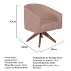 Poltrona Luiza Base Giratória De Madeira Linho Rosê - Amarena