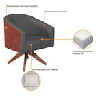 Poltrona Luiza Base Giratória De Madeira Sintético Nozes E Li