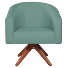 Poltrona Luiza Base Giratória De Madeira Sintético Nozes E Li