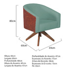 Poltrona Luiza Base Giratória De Madeira Sintético Nozes E Li