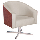 Poltrona Luiza Base Giratória De Metal Corano Nozes E Linho B