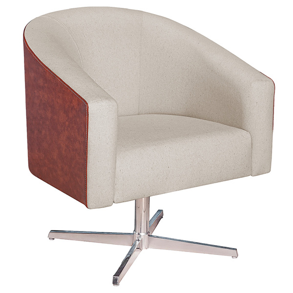 Poltrona Luiza Base Giratória De Metal Corano Nozes E Linho B