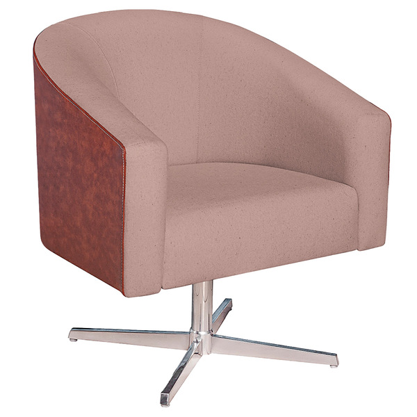 Poltrona Luiza Base Giratória De Metal Corano Nozes E Linho R