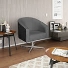 Poltrona Luiza Base Giratória De Metal Factor Preto E Linho -