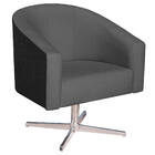 Poltrona Luiza Base Giratória De Metal Factor Preto E Linho -