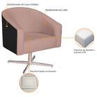 Poltrona Luiza Base Giratória De Metal Factor Preto E Linho -