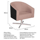 Poltrona Luiza Base Giratória De Metal Factor Preto E Linho -