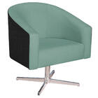 Poltrona Luiza Base Giratória De Metal Factor Preto E Linho -