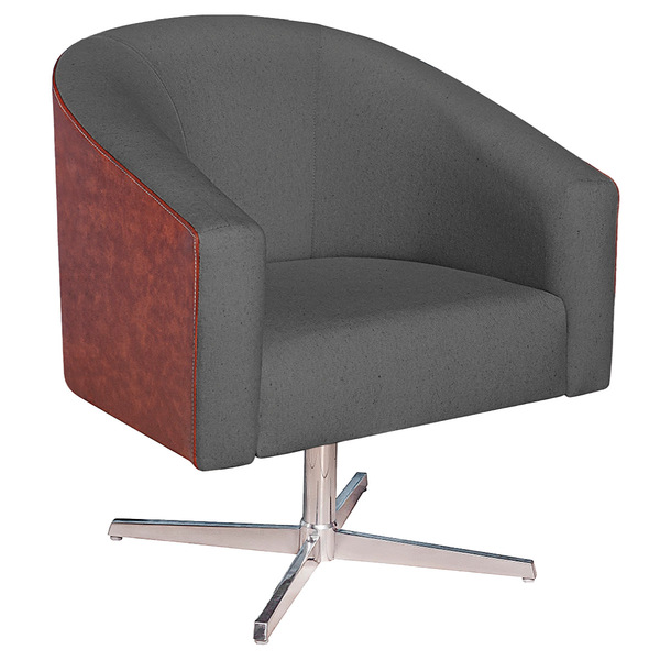 Poltrona Luiza Base Giratória De Metal Sintético Nozes E Linh