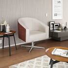 Poltrona Luiza Base Giratória De Metal Sintético Nozes E Linh