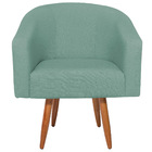 Poltrona Luiza Corano Nozes E Linho Azul Turquesa - Amarena M