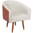 Poltrona Luiza Corano Nozes E Linho Bege - Amarena Móveis