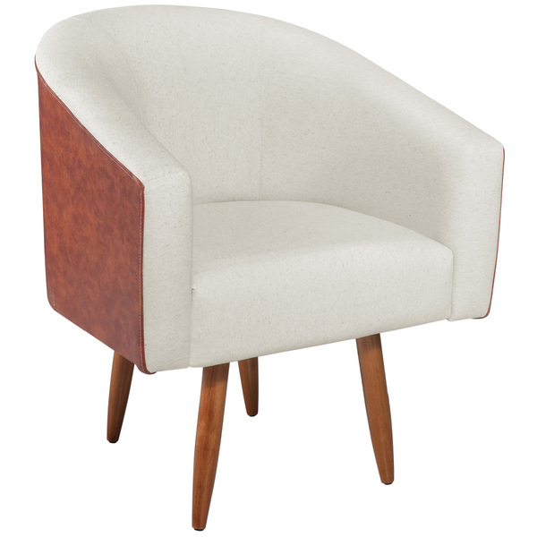 Poltrona Luiza Corano Nozes E Linho Bege - Amarena Móveis