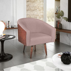 Poltrona Luiza Corano Nozes E Linho Rosê - Amarena Móveis