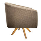 Poltrona Luiza Linho Marrom Base Madeira - Amarena Móveis