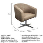 Poltrona Luiza Linho Marrom Base Metal - Doce Sonho Móveis