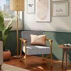 Poltrona Luiza Madeira Maciça Cinza E Nogueira