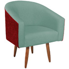 Poltrona Luiza Pés Palito Factor Vermelho E Linho - Doce Sonh