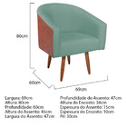 Poltrona Luiza Sintético Nozes E Linho Azul Turquesa - Doce S