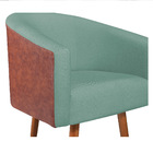 Poltrona Luiza Sintético Nozes E Linho Azul Turquesa - Doce S