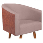 Poltrona Luiza Sintético Nozes E Linho Rosê - Amarena Móveis