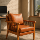 Poltrona Lumi Corda Náutica Madeira Maciça Moderna Courino