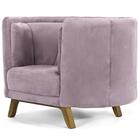 Poltrona Luminne Base Madeira 01 Lugar 108 Cm Veludo Rosê