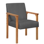 Poltrona Lunna  Braço Madeira Suede Cinza