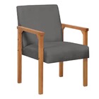 Poltrona Lunna  Braço Madeira Suede Grafite