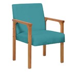 Poltrona Lunna  Braço Madeira Suede Tiffany