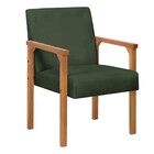 Poltrona Lunna  Braço Madeira Suede Verde Musgo