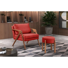 Poltrona Luxo Braço Em Madeira Maciça Mona -  Veludo Vermelho