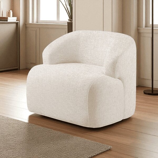 Poltrona Luxo Madeira Maciça Eucalipto Noah Bege Claro