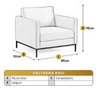 Poltrona Luxo Madeira Maciça Eucalipto Ravi Bege Claro