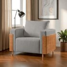 Poltrona Luxo Madeira Maciça Heitor Cinza