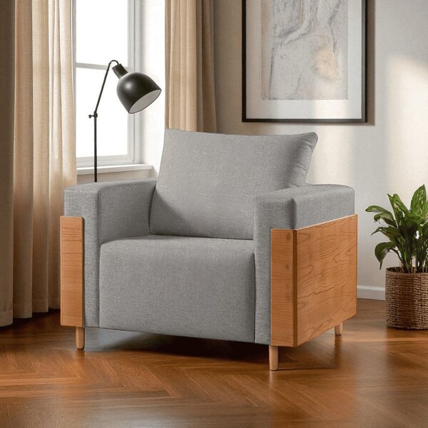 Poltrona Luxo Madeira Maciça Heitor Cinza