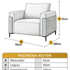 Poltrona Luxo Metal Madeira Maciça Heitor Bege Claro