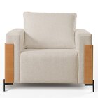 Poltrona Luxo Metal Madeira Maciça Heitor Bege Claro