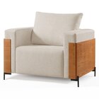 Poltrona Luxo Metal Madeira Maciça Heitor Bege Claro