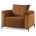 Poltrona Luxo Metal Madeira Maciça Heitor Caramelo