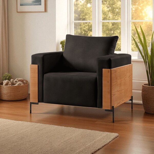 Poltrona Luxo Metal Madeira Maciça Heitor Preto