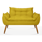 Poltrona Luxo Namoradeira Sala Quarto - Balaqui Decor Amarelo