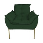 Poltrona Luxo Suede Verde Com Base De Ferro Dourada - Vallisa