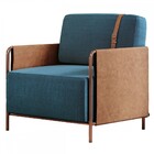 Poltrona M01 Cobre/linho Jeans Azul 3960 - Mais Decor