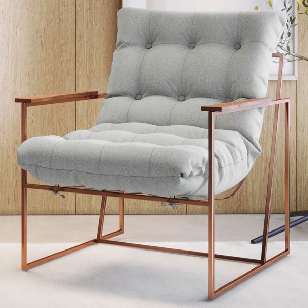 Poltrona M03 Cobre/linho Cinza 3962 - Mais Decor