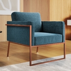 Poltrona M04 Cobre/linho Jeans Azul 3963 - Mais Decor