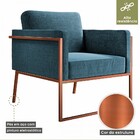 Poltrona M04 Cobre/linho Jeans Azul 3963 - Mais Decor