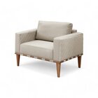 Poltrona Madeira Maciça Bella Luxo Bege Claro