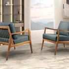 Poltrona Madeira Maciça Giulia Luxo Azul